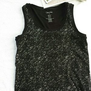 Calvin Klein Metallic Galaxy Black Top Size Small